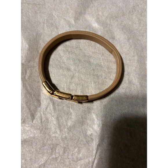 Tan Gold Tone Bracelet Bangle Cuff Elegant Fashion Jewelry Accessory - Picture 1 of 7